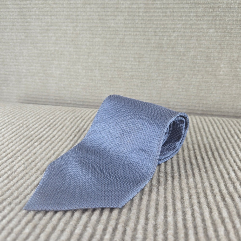 Geoffrey Beene Mens OS Blue Grey Micro Weave Silk Necktie
